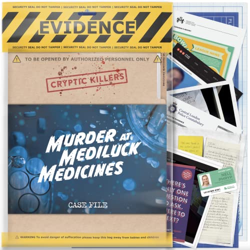 Cryptic Killers Juego de misterio de asesinato sin resolver, citas nocturnas y juegos de fiesta,Asesinato en MediLuck Medicines