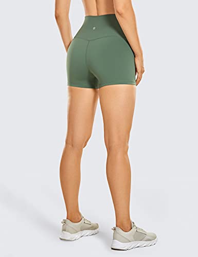 CRZ YOGA Mujer Pantalones Cortos Motociclista Pantalones Cortos de Entrenamiento Atléticos Yoga Mallas para Correr - 7 cm Verde Vibrante 40