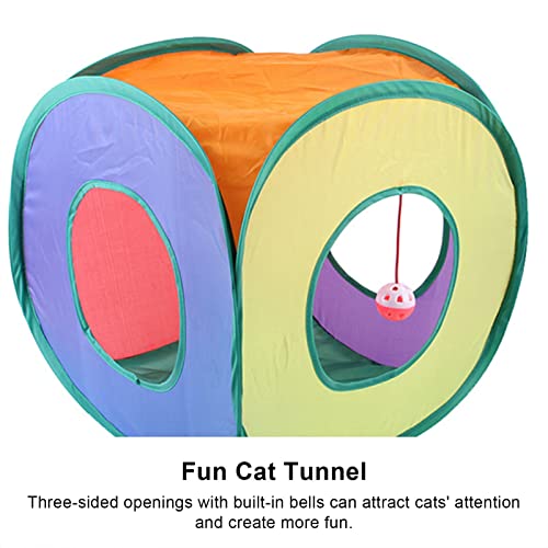 Cubo para Gatos, campaña para Gatos Tela poliéster, túnel Plegable para Gatos con Campanas integradas, casa rodante Abierta Duradera para Gatitos, caseta portátil para Gatos para gatit