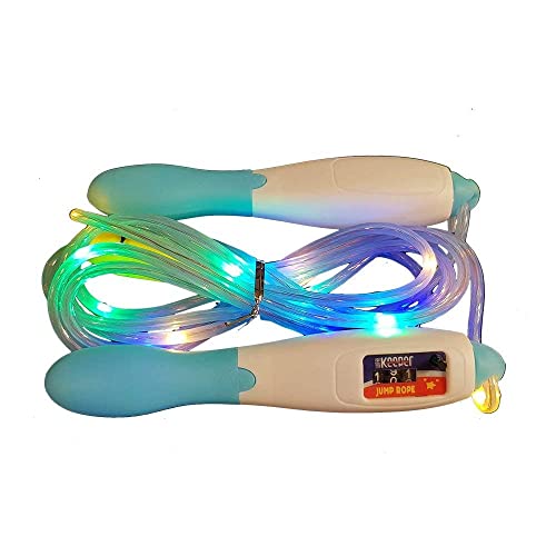 Cuerda de saltar con luz, incluye contador de fitness, juguete para niños, color azul
