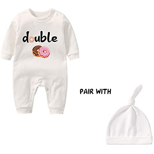 culbutomind Ropa Bebé Gemelo Double Trouble Bebé Niños Recien Divertido Pijama para Bebé 2 Piezas Mono para Niños(Sweet White 9m)