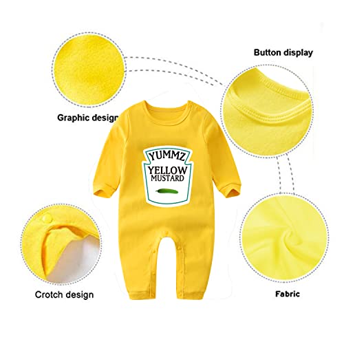 culbutomind Yummz - Divertido pelele para bebé, con diseño de tomate y mostaza, en color rojo y amarillo, regalo para recién nacido, multicolor, 0-3 Meses
