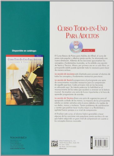 Curso Todo en Uno para Adultos: Nivel 1 con CD: Lecciones Teoría Técnica: Nivel 1/ Lesson Theory Technic: Level 1 (Didattica musicale)