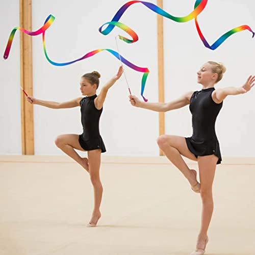 CWED 4 piezas cinta gimnasia ritmica,gimnasia ritmica niña,cinta gimnasia ritmica,Ligero y hermoso, adecuado para el arte de la danza del entrenamiento del espectáculo de talentos de los niños.