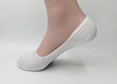 CYS Calcetines pinkies - Pack de 6 calcetines invisibles y antideslizantes con silicona en el talón. Calcetines bajos de Algodón. (39-42, BLANCO)