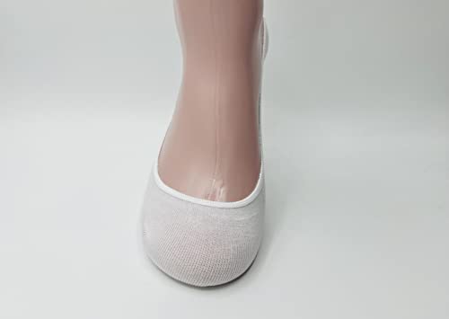 CYS Calcetines pinkies - Pack de 6 calcetines invisibles y antideslizantes con silicona en el talón. Calcetines bajos de Algodón. (39-42, BLANCO)
