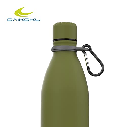 Daikoku - Botella Termica de Acero Inoxidable 750ML | A Prueba de Fugas | Bebidas Calientes por 12 Horas y Frías por 24 | Seguro y Saludable | Ideal para Senderismo, Gimnasio, Oficina | Verde Militar