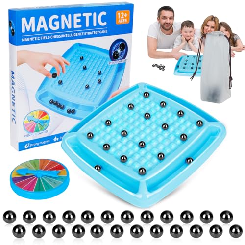 DAOUZL Magnetic Chess Game, Juego de Ajedrez Magnético, 24 Piezas Magnéticas con 1 Ruleta de Castigo, Juego de imanes de Mesa, Magnetic Juego de Ajedre para Reuniones Familiares y Viajes