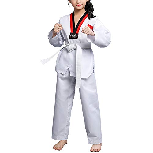 Daytwork Taekwondo Kimono Adult Niño - Cuello En V Hombre Dobok Trajes De Artes Marciales Sudadera Karate Aikido Judo Uniforme Kung Fu Entrenamiento Traje Manga Larga/Corta Algodón/Poliéster