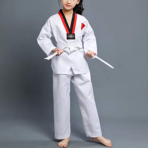 Daytwork Taekwondo Kimono Adult Niño - Cuello En V Hombre Dobok Trajes De Artes Marciales Sudadera Karate Aikido Judo Uniforme Kung Fu Entrenamiento Traje Manga Larga/Corta Algodón/Poliéster