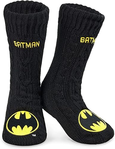 DC COMICS Calcetines Hombre Batman, Calcetines de Andar por Casa Antideslizantes