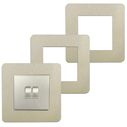 DECHM (3 piezas) Marco envolvente de interruptor plata/dorado, cubierta de interruptor, pegatina de interruptores, placa de interruptor, extraíble y de doble cara, 8.6 x 8.6 cm