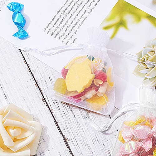 DEEDPF 100 bolsas de organza para dulces, boda, cumpleaños,caja de dulces, decoración con cordón (7 cm x 9 cm)