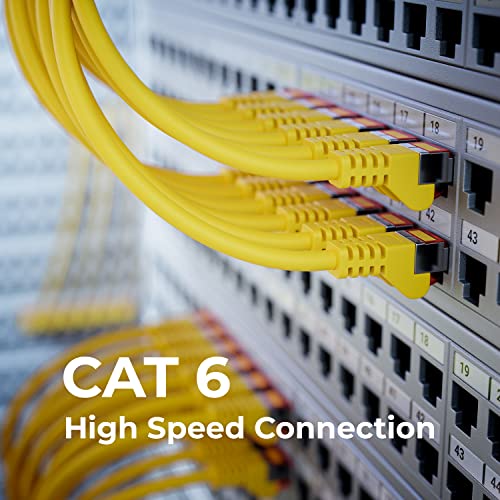 deleyCON 15m CAT6 Cable de Red - S/FTP PIMF Blindaje CAT-6 RJ45 Ethernet Cable de Conexión - LAN DSL Módem Los Paneles de Parcheo - Amarillo