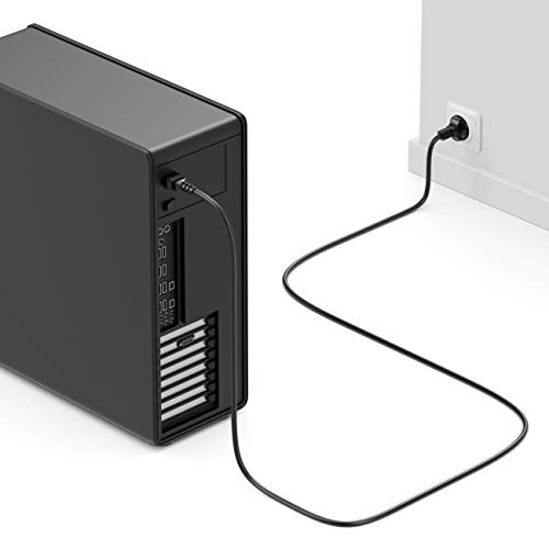deleyCON 1m Cable de Alimentación a Prueba de Choques Enchufe Tipo F (CEE 7/4) en Toma de Entrada C13 Enchufe Ordenador Personal Ordenador Monitor Impresora Beamer - Negro