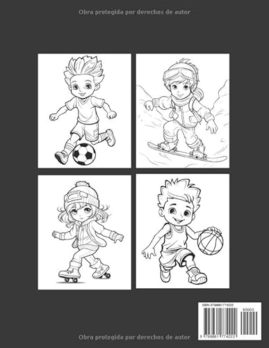 Deportes. Libro para Colorear: 40 divertidas ilustraciones en estilo chibi japonés de diferentes deportes para aprender coloreando: futbol, baloncesto, rugby, tenis, atletismo, vela, boxeo etc...