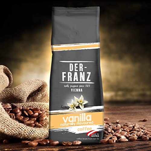 Der-Franz Café, Aromatizados con Vainilla, Café mezcla de Arábica y Robusta granos enteros, 3 x 500 g