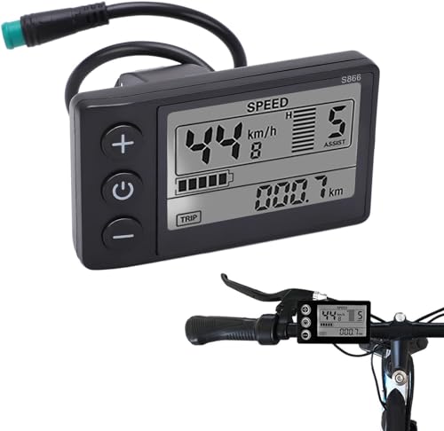 Dewin Bicicleta Eléctrica S866 Pantalla LCD Luz Fondo Medidor 24v 36v 48v Panel De Control con Enchufe Impermeable Odómetro del Velocímetro De La Bicicleta