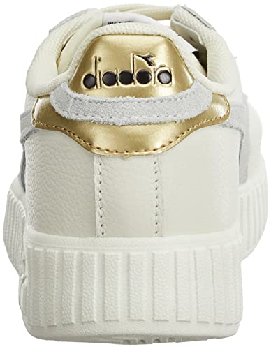 Diadora Game Step Premium Tumbled Leather, Zapatillas Deportivas Mujer, Blanco/Oro, 40 EU