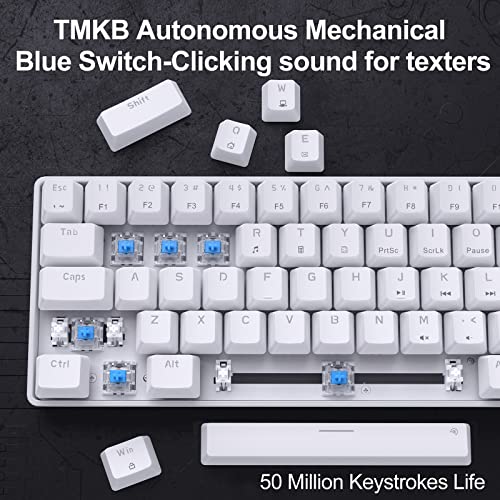 Dierya T68SE Teclado Mecánico Gaming Mini 60% Blue Switch Mechanical Keyboard con Retroiluminación LED,Cable USB-Type C,Teclado Ultra-Compacto 68 Teclas Anti-Fantasma US Layout para PC/Windows