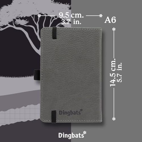Dingbats - Wildlife Cuaderno De Bolsillo Punteado, Elefante Gris, A6 - Tapa Dura - Papel Crema, De 100 Gsm, A Prueba De Tinta