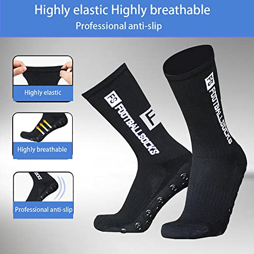 Dinjunxi Grip Calcetines de fútbol 2 pares de calcetines de fútbol para hombre unisex | diseño antideslizante | escala universal 39-46 | 75% algodón | calcetines de fútbol para niños, amarillo