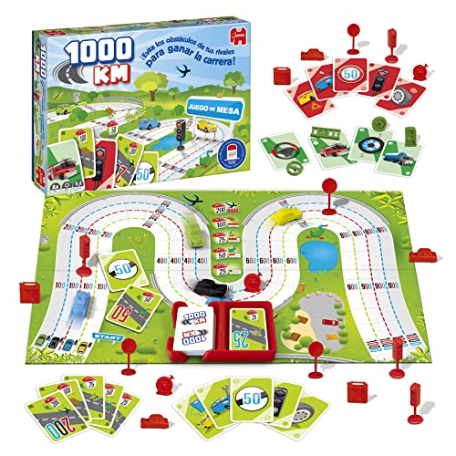 Diset Jumbo - 1000 KM - Juego Familiar y para niños - Edad 5-99 - +2 Jugadores - Juego de Mesa con Cartas - en Español