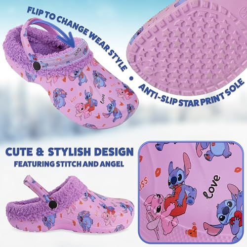 Disney Stitch Zuecos para Mujeres - Tallas 35-40, Antideslizante para Uso Interior o Exterior - Regalos de Stitch (Morado,37-38)