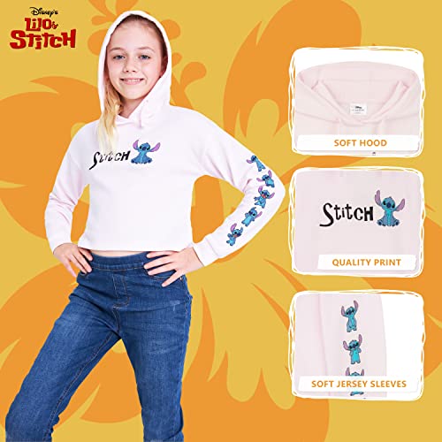 Disney Sudadera Niña Stitch, Sudadera Corta Niña, Sudadera para Niñas Crop Top, Ropa para Niñas Lilo y Stitch 7-14 años (9-10 años, Rosa)