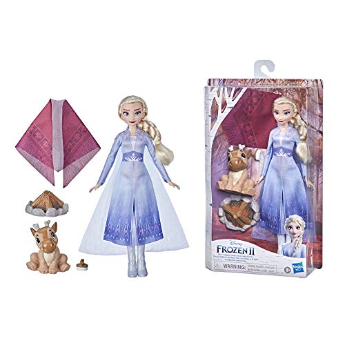 Disney's Frozen 2 - Elsa y Sus Amigos en la fogata - Muñeca de Elsa con Vestido y Largo Cabello Rubio, bebé Reno y Accesorios para muñeca - Juguete para niños y niñas de 3 años en adelante