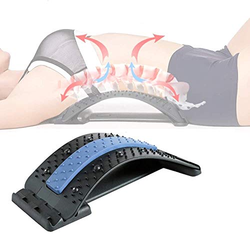 Dispositivo de soporte lumbar Camilla Masajeador de Columna Lumbar Equipo para Aliviar el Dolor Espinal Masajeador de Espalda (azul)