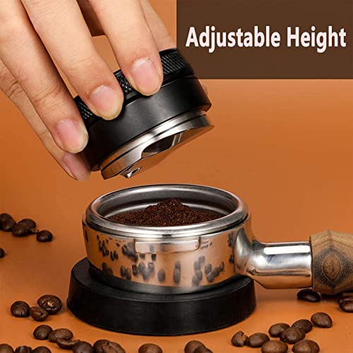 Distribuidor de Café y tamper de 51mm, Nivelador de Café de Acero Inoxidable 304 manipuladores de mano profesionales de espresso, profundidad ajustable