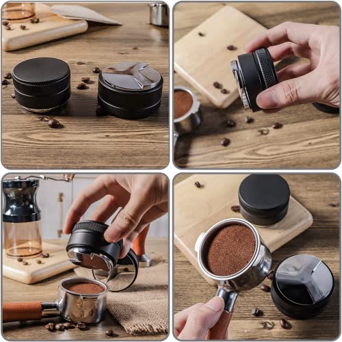 Distribuidor de Café y tamper de 51mm, Nivelador de Café de Acero Inoxidable 304 manipuladores de mano profesionales de espresso, profundidad ajustable