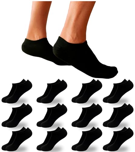 DIVABONNA 12 Pares Calcetines Tobilleros Hombre - Calcetines Hombre Cortos - Calcetines Hombre de Algodón (40-46, Negro)