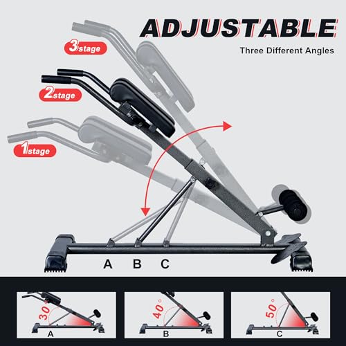 DlandHome - Banco de musculación plegable, silla romana ergonómica, ajustable, 6 en 1, aparato de entrenamiento para espalda y abdominal, dispositivo de prensa para el hogar