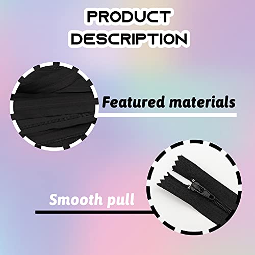 DOITEM 10 Cremalleras de Nailon Multicolor de 20 cm, para Costura y Manualidades, Color Negro