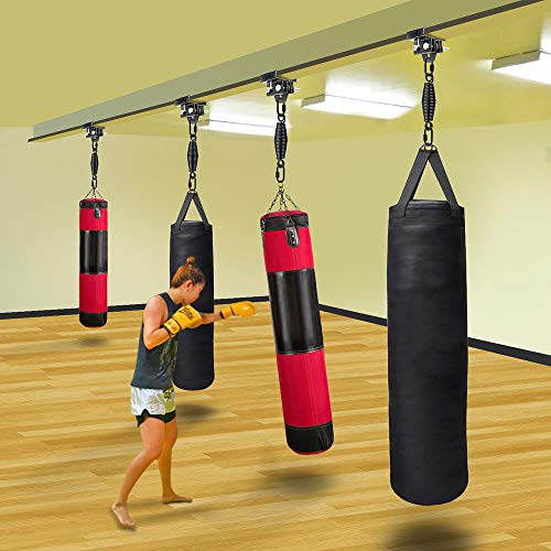 Dolibest Gancho de acero resistente, soporte para bolsa pesada, colgador de saco pesado para saco de boxeo, entrenamiento de Muay Thai (con resorte)