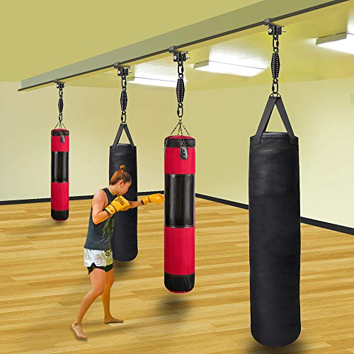 Dolibest Saco de boxeo para saco de boxeo, soporte de viga de acero resistente con resorte, soporte de suspensión de bolsa pesada para boxeo Muay Thai, capacidad de 350 libras