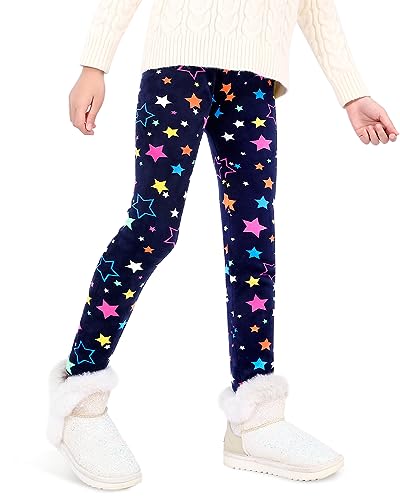 Domee Leggins Invierno Térmicos Pantalones Forro Polar Niña Pack de 2 Estrellas De Colores + Puntos De Colores 4-5 años (Talla del Fabricante 110)