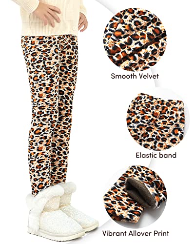 Domee Leggins Invierno Térmicos Pantalones Forro Polar Niña Pack de 2 Leopardo + Puntos Negros 9-10 años (Talla del Fabricante 150)