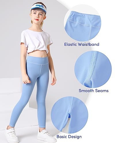 Domee Leggins Yoga Deporte Pantalones Niña Pack de 3 Granate + Azul Claro + Gris 9-10 Años (Tamaño de la Fabricante 150)