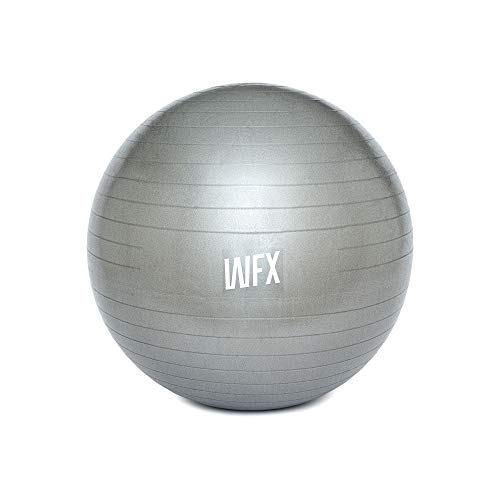DoYourSports Pelota de Ejercicio para Yoga, Equilibro, Fitness, Entrenamiento – Bomba Incluida – 85 cm - Pelota de Pilates – Balón de Ejercicio - Plateada