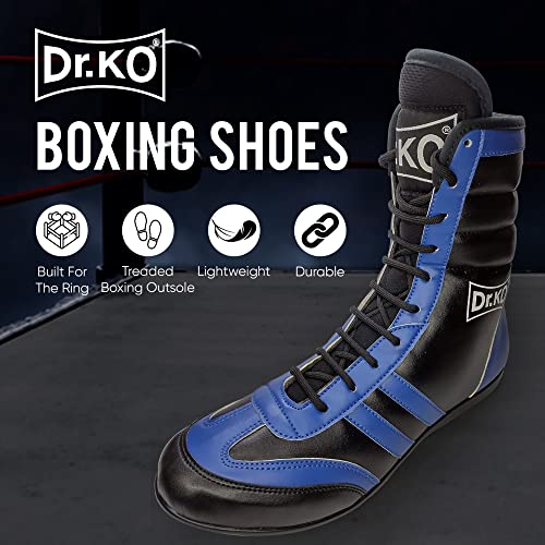Dr. KO Botas Boxeo Champion - Botines Boxeo – Confort y Estabilidad en el Ring - Juego de Pies Flexibles, Duraderos, Transpirables (Azul, Numeric_42)