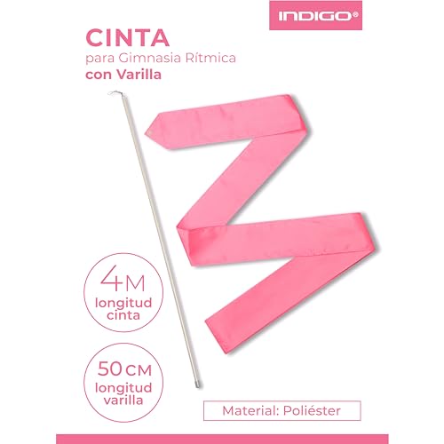 DRUNA Cinta para Gimnasia Rítmica con Varilla 50 cm Indigo 4,0 m (Rosa)