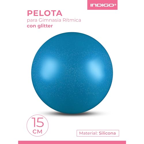 DRUNA Pelota de Gimnasia Rítmica con Glitter 300 g 15 cm Azul Claro