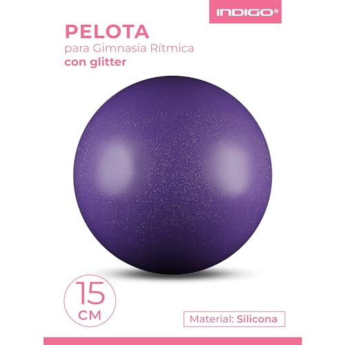 DRUNA Pelota de Gimnasia Rítmica con Glitter 300 g 15 cm (Púrpura Glitter)