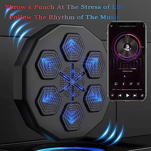 DRUXTO RGB Light Music Boxing Machine, Smart Eletronic Boxing Wall Target con Guantes Equipo de Entrenamiento Bluetooth Puntos de Boxeo Intermitentes Al Azar para Niños Adultos Principiantes Fácil