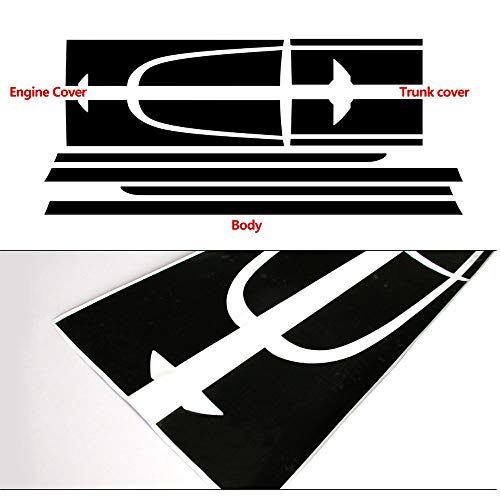 DSYCAR 1Set Car Hood Stripes Trunk Bonnet Rear Body Kit Puerta Lateral Stripe Skirt Skirt Sticker para Mini Countryman Accesorios (Negro)