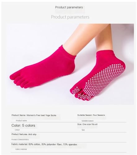 DUMB Calcetines de yoga profesionales antideslizantes de silicona para mujer, calcetines de pilates de cintura para mujer, calcetines de cinco dedos, calcetines de piso 5 pares, 2, J