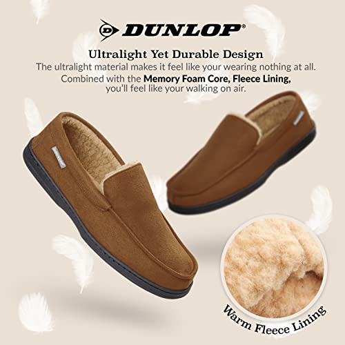 Dunlop Zapatillas Casa Hombre | Pantuflas Estilo Mocasines Cerradas | Zapatillas de Casa Invierno Calientes Suela de Goma Dura | Regalos Originales para Hombre (42 EU, Marrón)